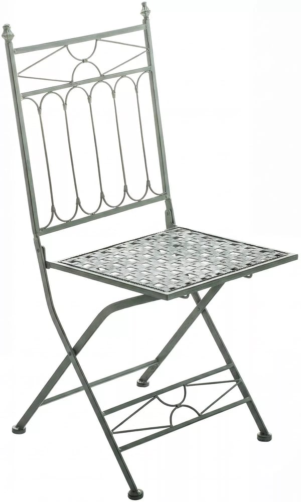 Asina Klaphavestol - Art Nouveau Stil, Antik Grøn Metal med Galvaniseret Jernramme, Fuldt Samlet