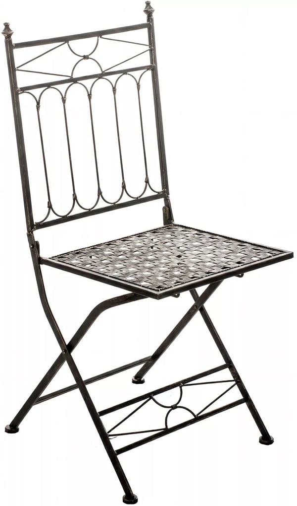 Asina Klaphavestol - Art Nouveau Stil, Galvaniseret Jern, Bronze Finish, Sammenklappelig & Pladsbesparende
