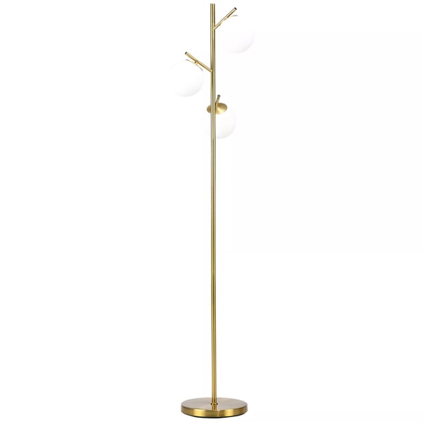HOMCOM gulvlampe, 40W standerlampe med E27 fatning & 3 glasskærme, til stuen, 169 cm højde
