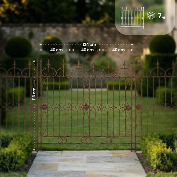 Rustikt Antik Brun Metal Havehegn Espalier - 124 cm Bredt