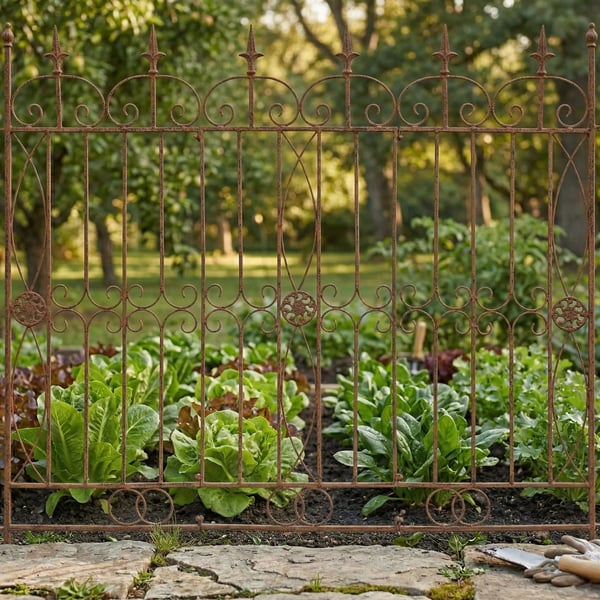 Rustikt Antik Brun Metal Havehegn Espalier - 124 cm Bredt