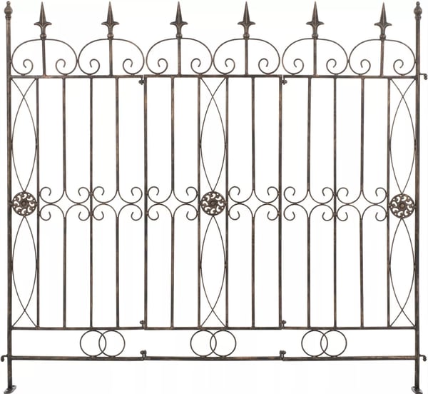 Mangold Metal Havehegn, Bronze, 124 cm Bred, 116 cm Høj, Rustikt Dekorativt Jernespaliér til Klatreplanter og Roser