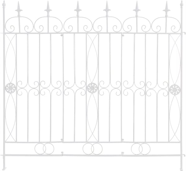 Mangold Hvid Metal Havehegn - 124 cm Bredt Dekorativt Udendørs Espalier til Klatreplanter, Rustik Jernkant, Nem Installation