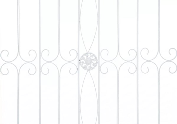 Mangold Hvid Metal Havehegn - 124 cm Bredt Dekorativt Udendørs Espalier til Klatreplanter, Rustik Jernkant, Nem Installation
