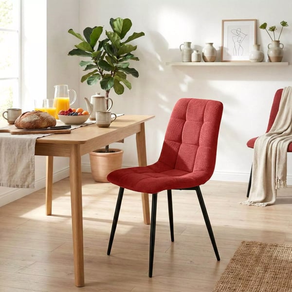 2 kpl ruokapöydän tuoli Antibes Bordeaux Cord, mattamusta metalli