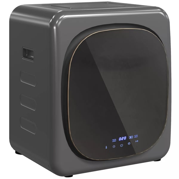 HOMCOM Frånluftstorktumlare, 4 kg, 6 program, LED pekskärm, 800 W, Grå - Rostfritt stål/Plast