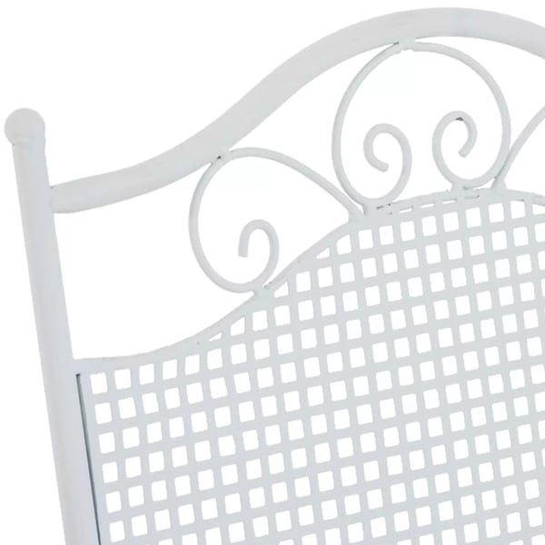 Kiran Hvid Metal Havestol - Sammenklappelig Galvaniseret Jern Balkonstol, Art Nouveau Design, Vejrbestandig
