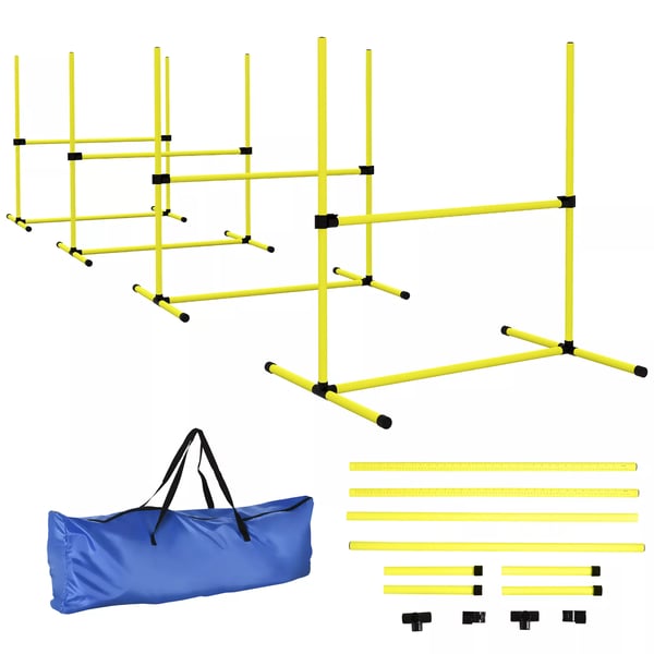 PawHut Agility Slalom Tolpat Koiran Koulutussetti - 4 Esteet, Muovia, Keltainen, 99x65x94cm