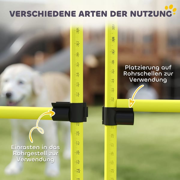 PawHut Hund Agility Træningssæt - 4 Dele Hürder & Slalom pinde - Plastik, Gul - 99x65x94cm