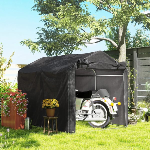 Outsunny garagetelt, vandtæt teltgarage med dør, UV-bestandig 220 x 157 x 165 cm sort