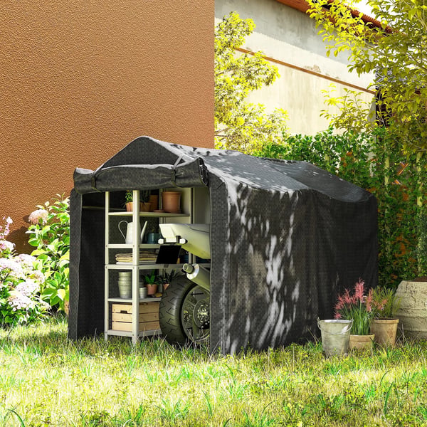 Outsunny garagetelt, vandtæt teltgarage med dør, UV-bestandig 220 x 157 x 165 cm sort