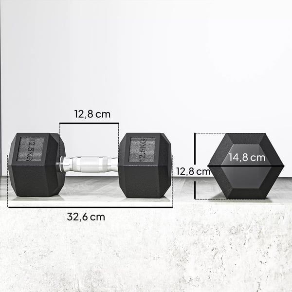 HOMCOM Håndvægte med Gummi Grib, Metal/Gummi, Sort, 2 x 12,5 kg