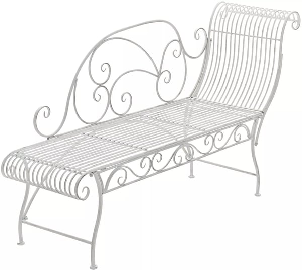 Antik vit trädgårdsbänk 78cm H x 156cm B x 46cm D