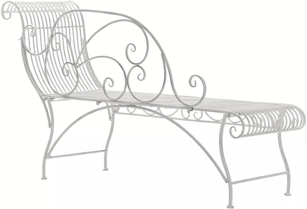 Antik hvid metal havebænk 78cm H x 156cm B x 46cm D