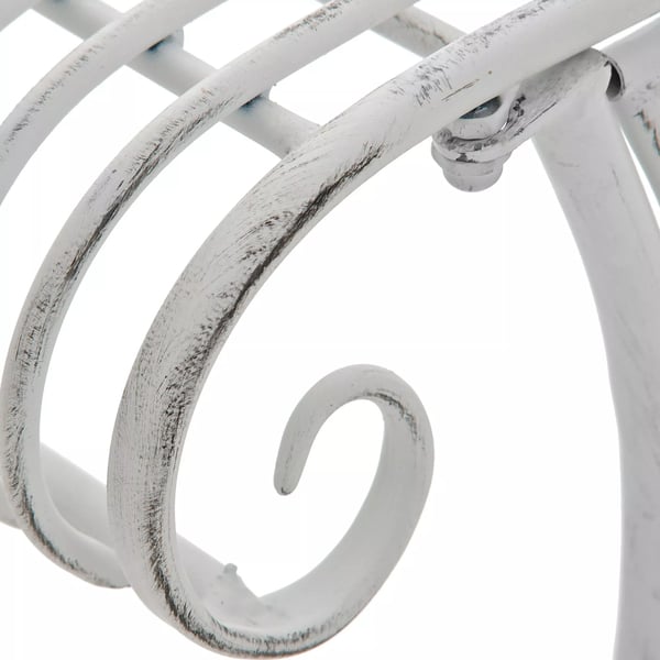 Antik hvid metal havebænk 78cm H x 156cm B x 46cm D