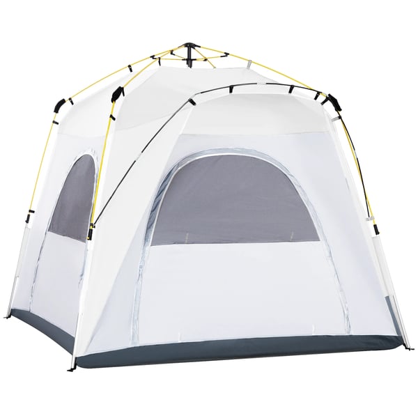 Outsunny Kupoltält för 4 personer - Lätt, vattentätt Pop Up campingtält i polyester, ljusgrått (Hellgrau)