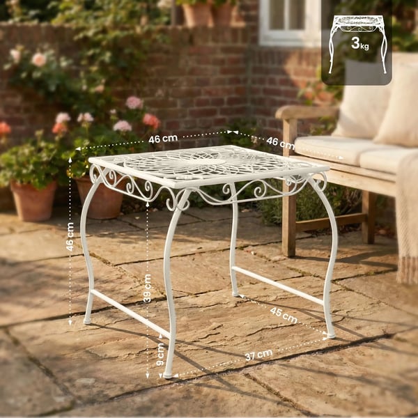 Zarina Hvidt Metal Sidebord - Landhusstil, 46 cm Højt, Rektangulært
