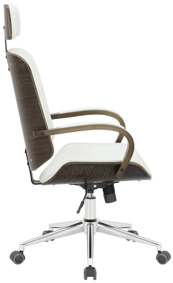 Dayton kontorstol - Ergonomisk kunstlæder, grå/hvid med metalstel, 360° drejefunktion og justerbar vippefunktion