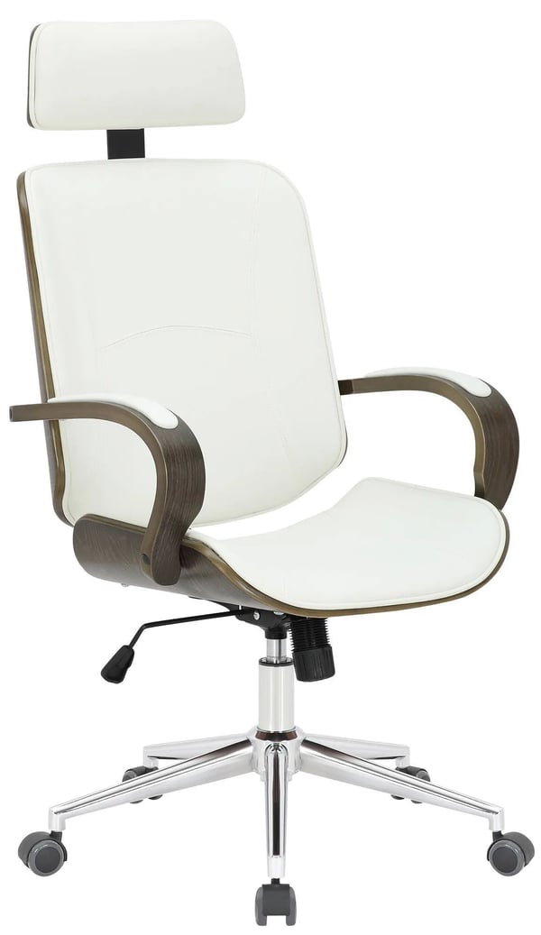 Dayton kontorstol - Ergonomisk kunstlæder, grå/hvid med metalstel, 360° drejefunktion og justerbar vippefunktion
