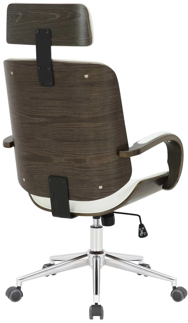 Dayton kontorstol - Ergonomisk kunstlæder, grå/hvid med metalstel, 360° drejefunktion og justerbar vippefunktion