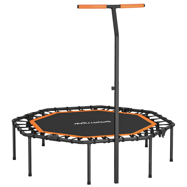 SPORTNOW Kuntotrampoliini Säädettävällä Kahvalla, Treeni Trampoliini Sisäkäyttöön, Teräs/Muovi, Musta/Oranssi