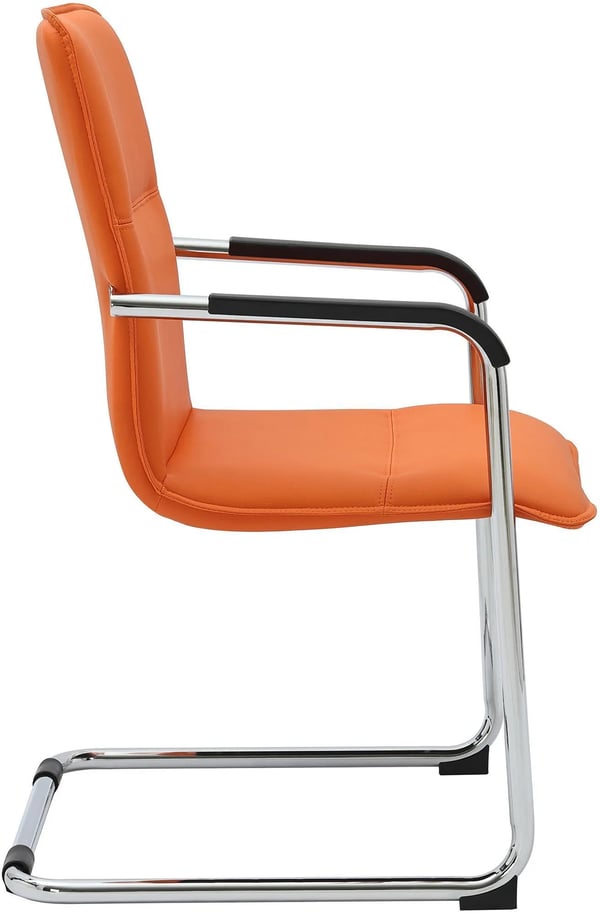 Orange Faux Læder Cantilever Gæstestol med Metalramme