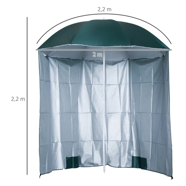 Outsunny strandparasol sidevæg polyester mørkegrøn 2,2xH2,2m