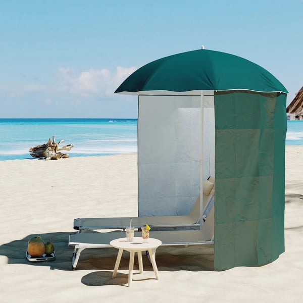 Outsunny strandparasol sidevæg polyester mørkegrøn 2,2xH2,2m