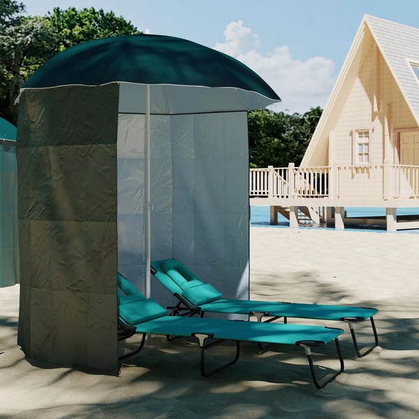 Outsunny strandparasol sidevæg polyester mørkegrøn 2,2xH2,2m