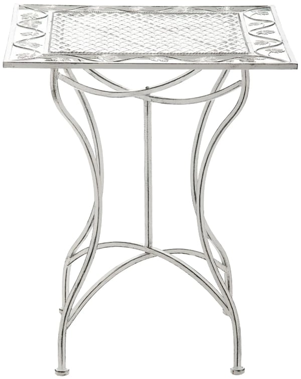 Asina Havebord - Antikhvidt Metal Sidebord til Udendørs Brug, 72 cm Højde, Art Nouveau Stil