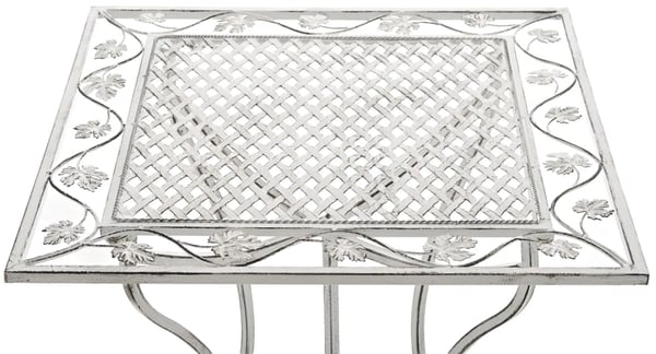 Asina Havebord - Antikhvidt Metal Sidebord til Udendørs Brug, 72 cm Højde, Art Nouveau Stil