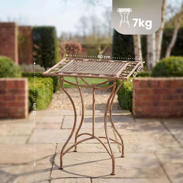 Asina Antik Brun Metal Have Sidebord, 72cm Højde, Art Nouveau Stil, Udendørs/Terrasse, Delvist Samlet