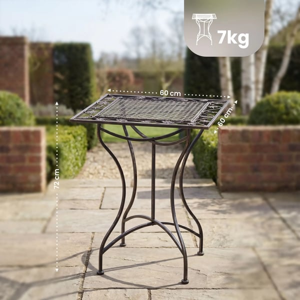 Asina Havebord i Bronze Metal - 72 cm Højde, Art Nouveau Stil, Udendørs Sidebord