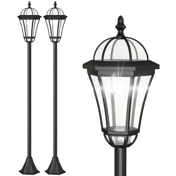 Sæt med 2 Sorte Solar Haverlamper (ABS) - 129 cm Høj, Vandtæt, Automatisk Lys