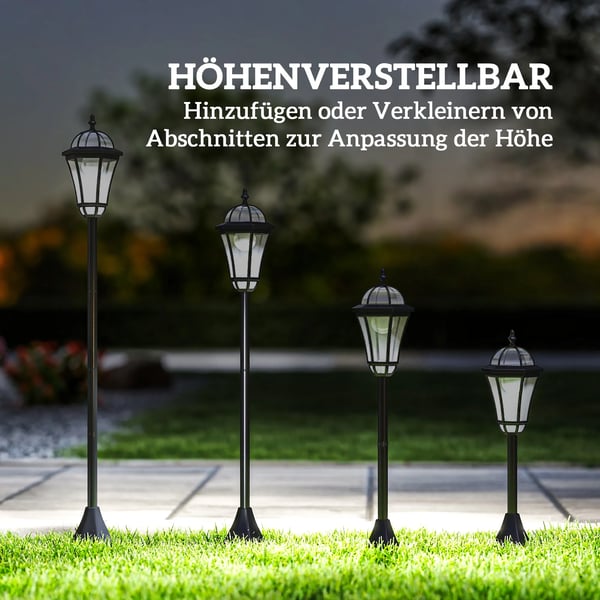 Sæt med 2 Sorte Solar Haverlamper (ABS) - 129 cm Høj, Vandtæt, Automatisk Lys