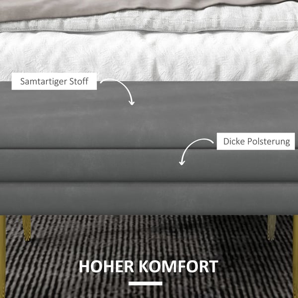 HOMCOM Polstret Opbevaringsbænk i Mørkegrå Polyester - 79,5x37,5x43cm