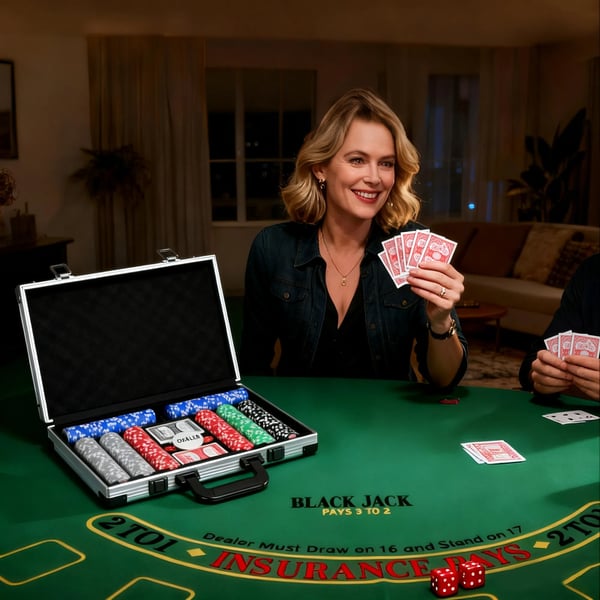 SPORTNOW Poker Kuffert Sæt med 400 chips (11,5g), 2 kortspil, 5 terninger, dealer-skive, spillemåtte i aluminiumskuffert (Grå, Kunststoff)