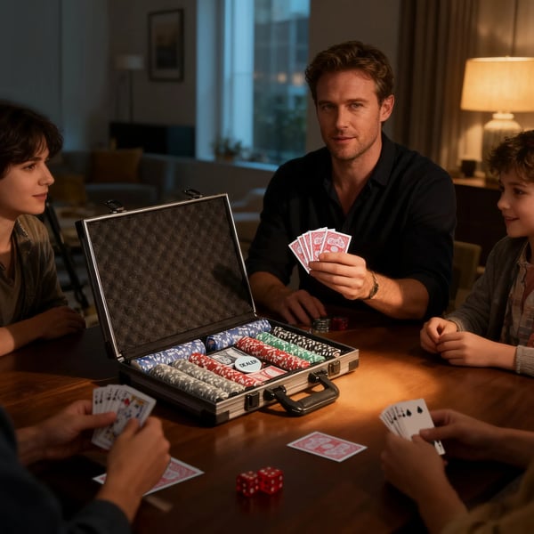 SPORTNOW Poker Kuffert Sæt med 400 chips (11,5g), 2 kortspil, 5 terninger, dealer-skive, spillemåtte i aluminiumskuffert (Grå, Kunststoff)