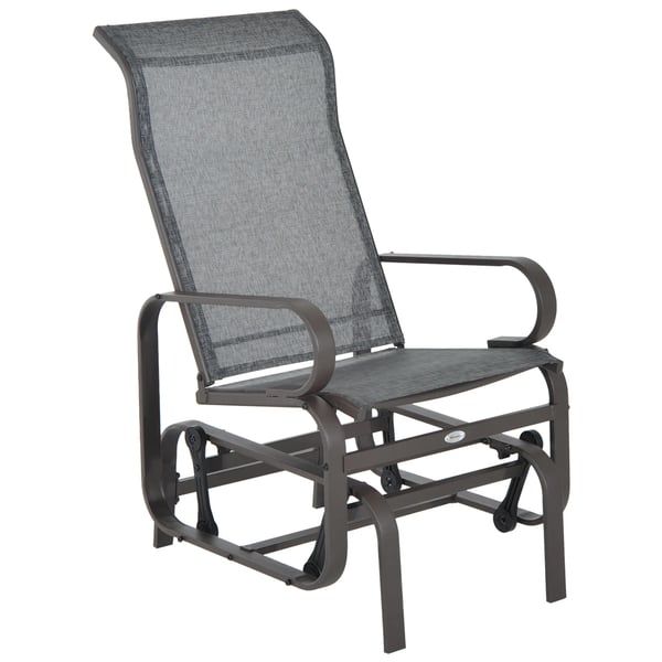 Outsunny gungstol trädgård trädgårdsstol relaxstol trädgungstol trädgård metall gungstol för trädgård terrass balkong textilene 60x75x104cm