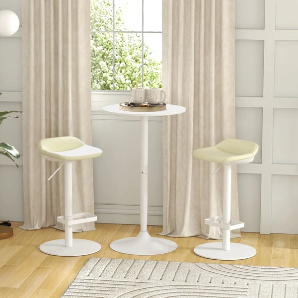 HOMCOM barbord ståbord spisebord rundt barbord, køkkenbord til stue, spisestue, stål, hvid, Ø60 x 102 cm