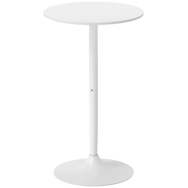 HOMCOM barbord ståbord spisebord rundt barbord, køkkenbord til stue, spisestue, stål, hvid, Ø60 x 102 cm