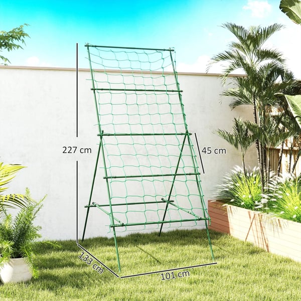 Outsunny A-formet espalier af stål til klatreplanter, grøn, 101x133x227 cm