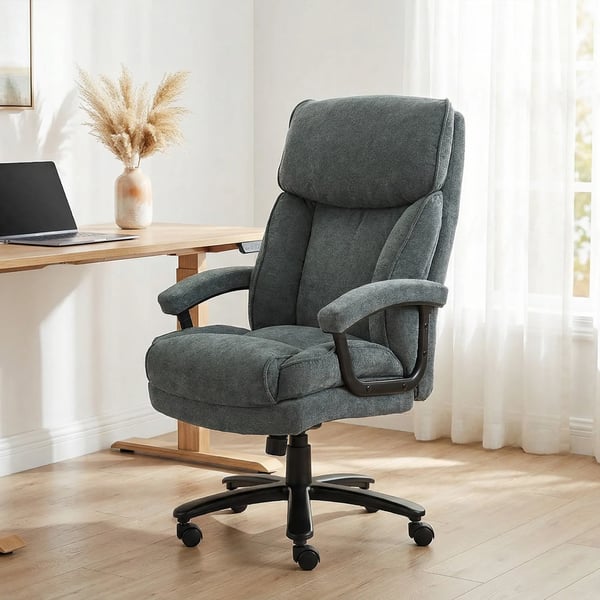 HOMCOM Ergonomisk Kontorstol i Grå Polyester, 200 kg Kapacitet