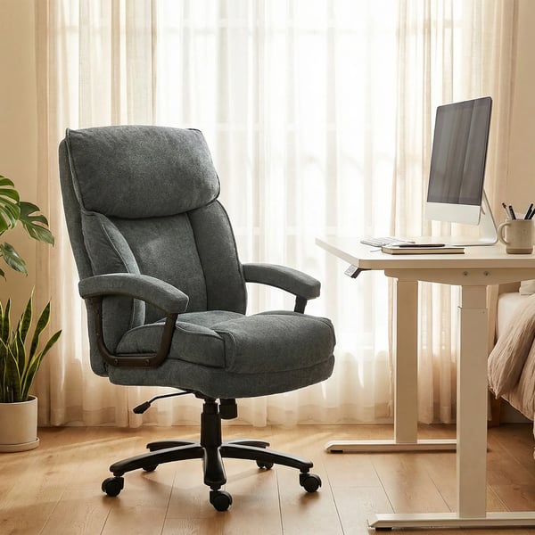 HOMCOM Ergonomisk Kontorstol i Grå Polyester, 200 kg Kapacitet