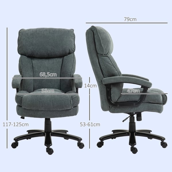 HOMCOM Ergonomisk Kontorstol i Grå Polyester, 200 kg Kapacitet