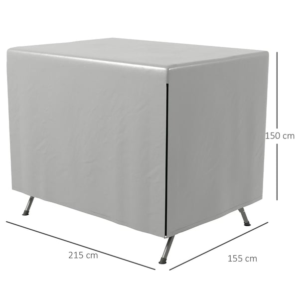 Outsunny afdækningscover til havemøbler, beskyttelsesovertræk til havestole, vandtæt, UV-beskyttelse, ekstra fastgørelse, rektangulært, PE, grå, 215 x 155 x 150 cm