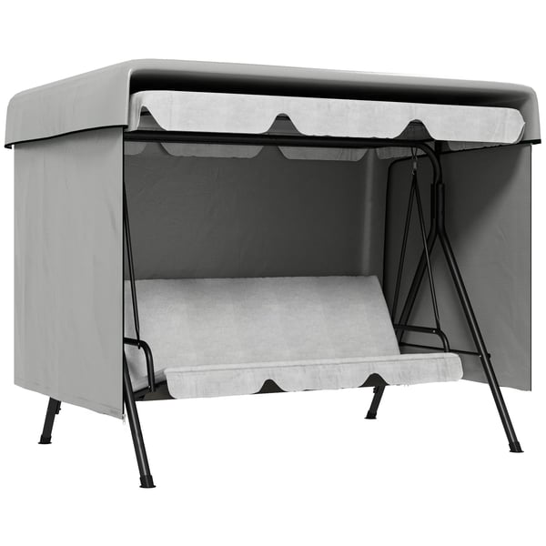Outsunny afdækningscover til havemøbler, beskyttelsesovertræk til havestole, vandtæt, UV-beskyttelse, ekstra fastgørelse, rektangulært, PE, grå, 215 x 155 x 150 cm