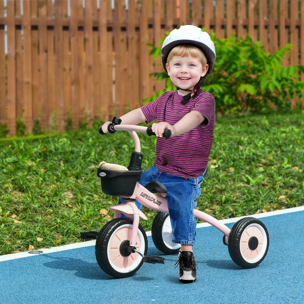 AIYAPLAY Lyserød Trehjulede Børnecykel - Metal/EVA/Plast/Polyethylen - Justerbart Sæde, Kurv & Klokke - 2-5 År