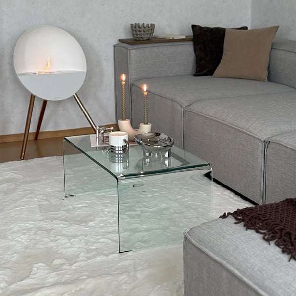 HOMCOM Stabilt sofabord i glas, design i ét stykke, enkelt og moderne, 80 x 45 x 35 cm, gennemsigtig