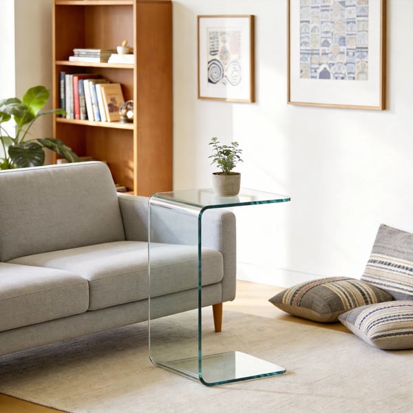 HOMCOM Stabilt sofabord i glas, design i ét stykke, enkelt og moderne, 80 x 45 x 35 cm, gennemsigtig